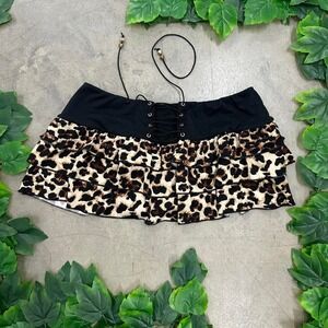 Y2K Leopard Ruffle Micro Mini Skort Women's S/M